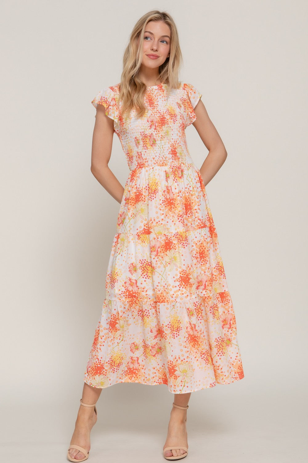 Smocked Charm Floral Dress